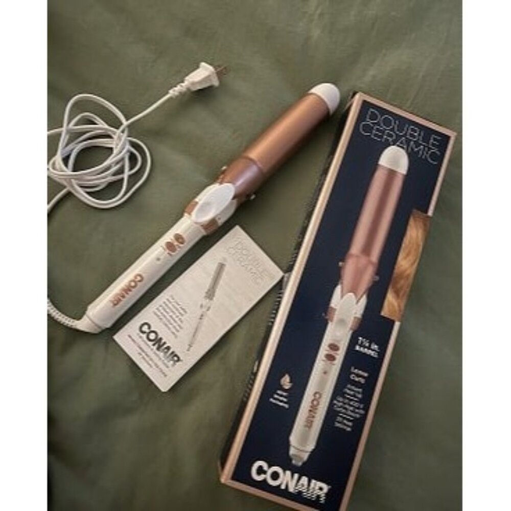 New Double Ceramic 1 1/4-Inch Curling Iron, 1 ¼ inch barrel produces loose curls